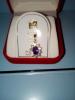 Pendentif plaque or oz parme et blanc re 301885