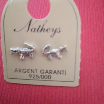 Boucles argent caiman