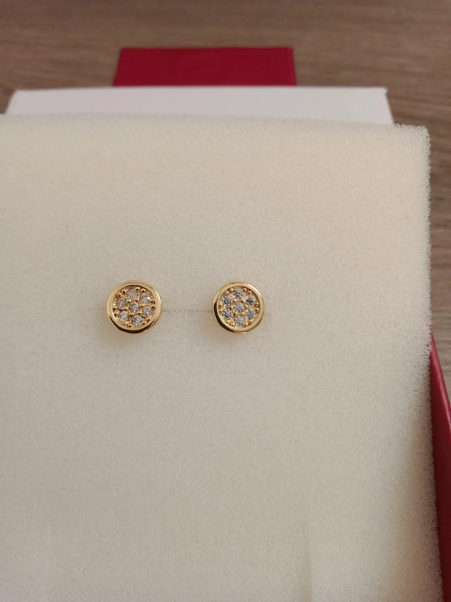 Boucles rondes puces en plaque or et oz blanc
